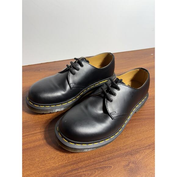 Dr. Doc Martens Leather Oxford Shoes Men’s Size 7 Women’s 8 Black Lace Up - Picture 2 of 8